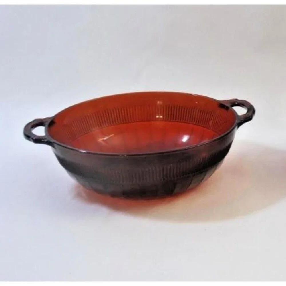Vintage Anchor Hocking Coronation Royal Ruby Red Serving Berry Bowl 6pc Set